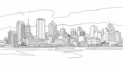 New Orleans, Louisiana line drawing shadow