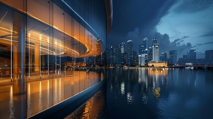 Fototapeta premium Open space balcony with Kuala Lumpur cityscape skyline view . Night scene .