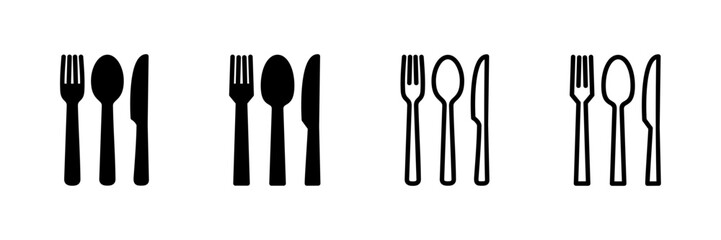 Fork, Spoon, and Knife isolated on white background. Restaurant icon. food icon. Eat. Cutlery icon.