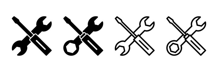 Repair icon vector isolated on white background. Wrench and screwdriver icon. settings vector icon. Maintenance. tools
