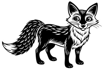 Funny Fox Vector Illustration Cartoon, Clipart, And Line Art Design, Playful Fox vector illustration with white background, perfect for cartoons, clipart, and line art designs.