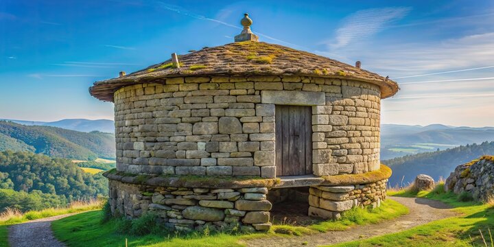Rounded stone dovecot near Lira horreo in Galicia, Spain, stone, dovecot, round, traditional, architecture, Galicia