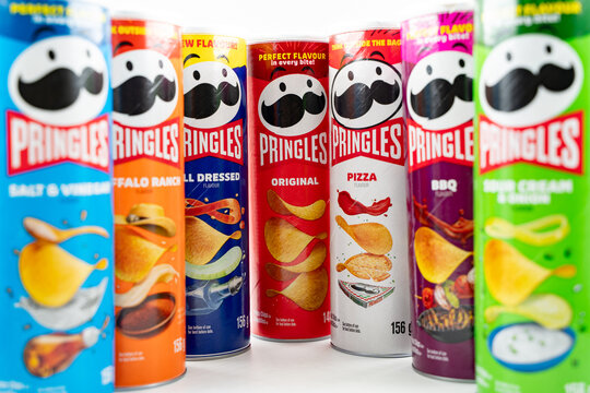 Variety of flavor of snack by Pringles isolated. Toronto, Canada - July 23, 2024.