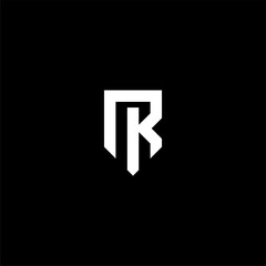 Letter RK or KR with shield logo concept vector icon