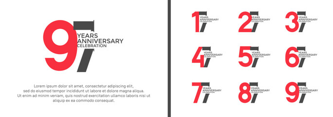 anniversary logo style set with red and black color can be use for celebration moment