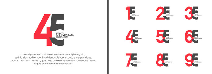 anniversary logo style set with red and black color can be use for celebration moment