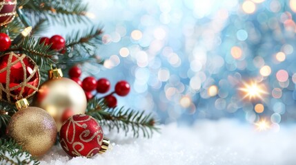 A Christmas tree with red and gold ornaments