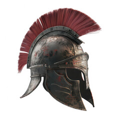 A helmet with red and black spikes on it