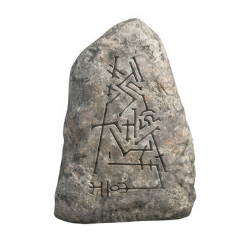 A large rock with a foreign language inscription on it