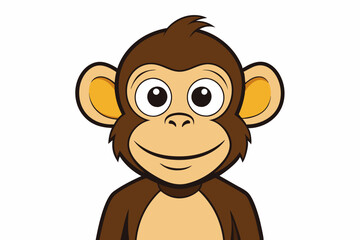 Funny Monkey Vector Illustration on White Background | Cartoons, Clipart, Line Art Design, Funny monkey vector illustration on white background, perfect for cartoons, clipart, and line art designs.