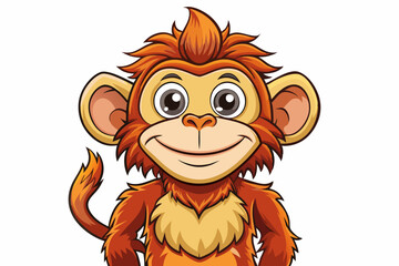Funny Monkey Vector Illustration on White Background | Cartoons, Clipart, Line Art Design, Funny monkey vector illustration on white background, perfect for cartoons, clipart, and line art designs.