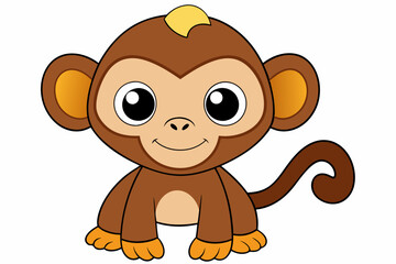 Funny Monkey Vector Illustration on White Background | Cartoons, Clipart, Line Art Design, Funny monkey vector illustration on white background, perfect for cartoons, clipart, and line art designs.