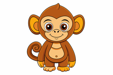Fototapeta premium Funny Monkey Vector Illustration on White Background | Cartoons, Clipart, Line Art Design, Funny monkey vector illustration on white background, perfect for cartoons, clipart, and line art designs.