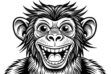 Funny Monkey Vector Illustration on White Background | Cartoons, Clipart, Line Art Design, Funny monkey vector illustration on white background, perfect for cartoons, clipart, and line art designs.