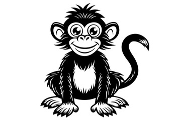 Funny Monkey Vector Illustration on White Background | Cartoons, Clipart, Line Art Design, Funny monkey vector illustration on white background, perfect for cartoons, clipart, and line art designs.