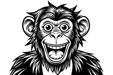 Obraz premium Funny Monkey Vector Illustration on White Background | Cartoons, Clipart, Line Art Design, Funny monkey vector illustration on white background, perfect for cartoons, clipart, and line art designs.