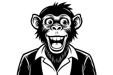Funny Monkey Vector Illustration on White Background | Cartoons, Clipart, Line Art Design, Funny monkey vector illustration on white background, perfect for cartoons, clipart, and line art designs.