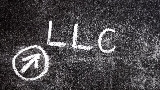 LLC Limited Liability Company, an acronym written in chalk in board,animation