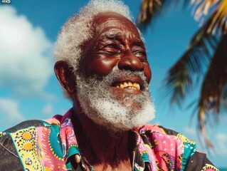 A man with a distinctive white beard wearing a bright colored shirt