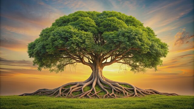 Entwined tree roots symbolizing interconnectedness of thought, interconnected, roots, tree, network, connected, unity, growth