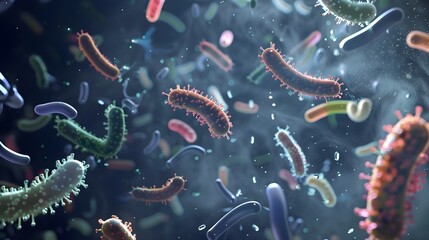 Fototapeta premium Airborne Microbial Threats Visualizing the Invisible Spread of Germs