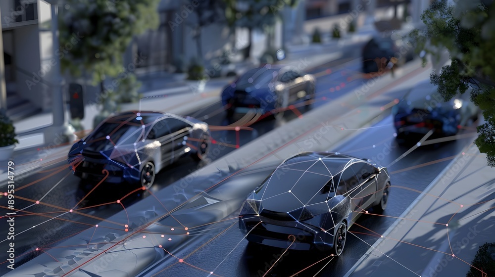 Aufkleber autonomous vehicles connecting through innovative mesh network system