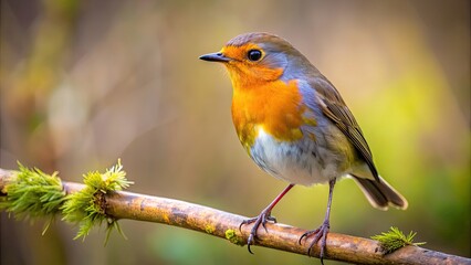 Redbreast Robin perched on a branch in a forest setting, Redbreast, Robin, Wildlife, Bird, Feathers, Nature, Songbird, Red chest