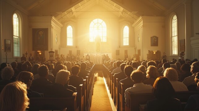 Congregation gathered in a church during service