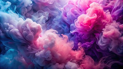 Obraz premium Pastel colored smoke background with pink and purple abstract colors fusion, creating a full frame fume texture background