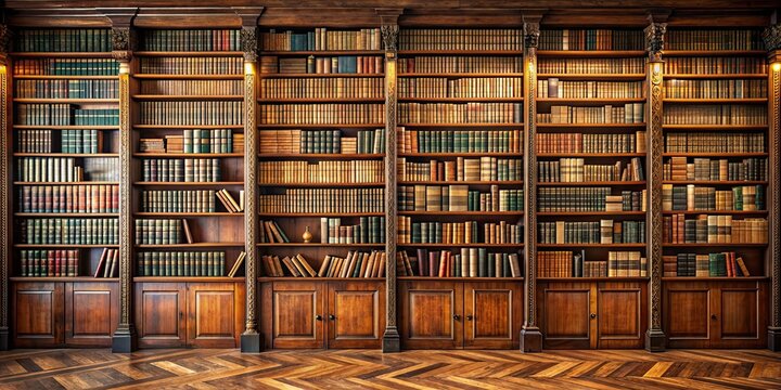 Old style library with vintage books on wooden shelves, library, vintage, books, wooden shelves, antique, reading