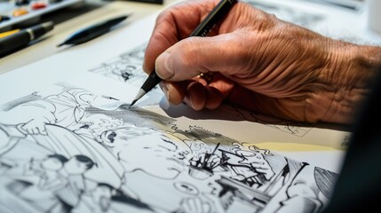 Cartoonist: Drawing comic strips or cartoons.