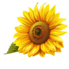 Fototapeta premium A vibrant sunflower highlighting its bright yellow petals and detailed center, symbolizing warmth and joy in nature.