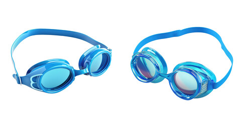 Bright blue swimming goggles with reflective lenses, perfect for professional aquatic activities and recreational swimming.