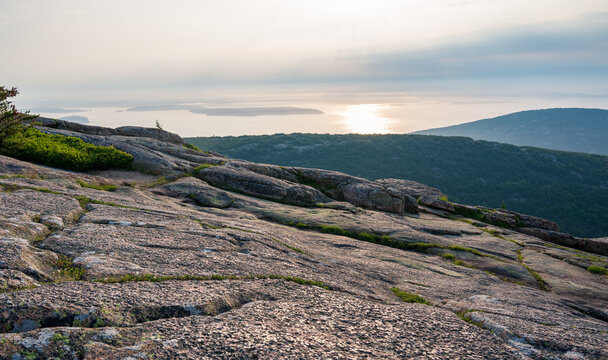 Sunrise Overlook from Cadillac Mountain with Granite