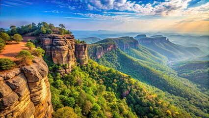 Obraz premium Scenic view of Chauragarh in Satpura mountain range, Pachmarhi hill station , Nature, landscape, mountains, scenic