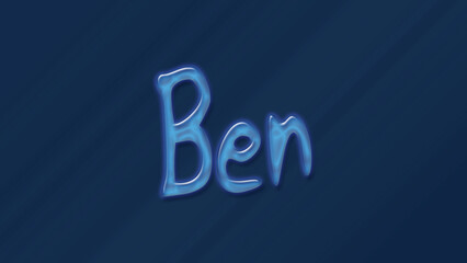 Water bubble 3D text effect of name Ben 0n blue background. 