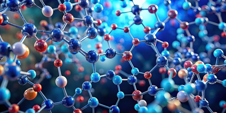 Macro photo of proteins as petite orbs linked by delicate strands of amino acids, macro, proteins, orbs, amino acids