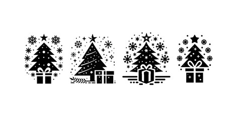 Obraz premium Christmas tree and gift vectors, suitable for design additions
