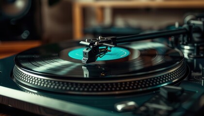 Pastelcolored vinyl spinning on a turntable, each note painting soft hues into a room filled with morning mist