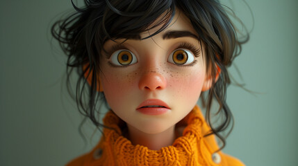 Fototapeta premium 3D Illustration of a Melancholic Character Conveying Deep Sadness and Introspection