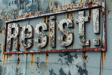 Rusted Resist Street Art Sign Graffiti Themed Aged Urban Background Generative Illustration