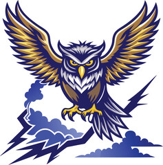 Fototapeta premium Majestic owl soars through raging tempest. 