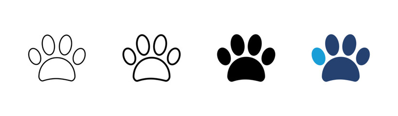 Paw icon set. paw print icon vector. dog or cat paw