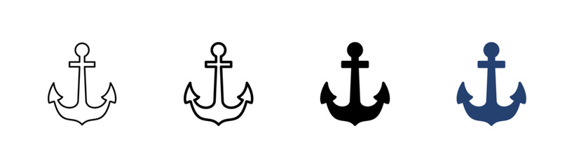 Anchor icon set. Anchor symbol logo. Anchor marine icon.
