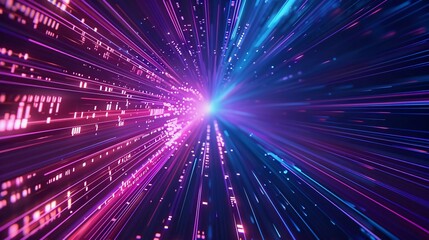 Obraz premium Digital Data Flow Vector Background. Big Data Technology Lines. 5G Wireless Data Transmission. High Speed ​​of Light Trails. Information Flow in Virtual Reality Cyberspace. Very beautiful Vector Illu