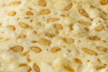 Tempeh Chips background texture. Tempeh chips are healthy snacks made from fermented soybeans that contain high protein.