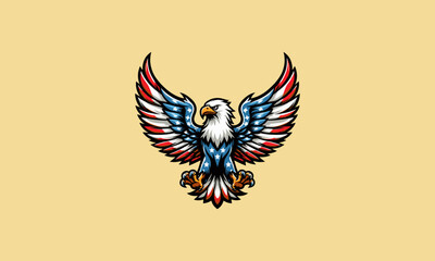 american flag painted bald eagle vector illustration design