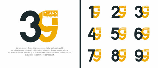 anniversary logo style set with black and yellow color can be use for celebration moment
