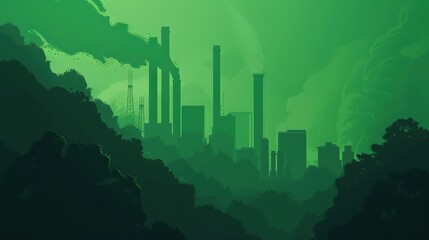 Fototapeta premium A hightech banner illustrating the reduction of carbon emissions in a cuttingedge, green setting, designed with an ultramodern, supernatural scene, and plenty of copy space