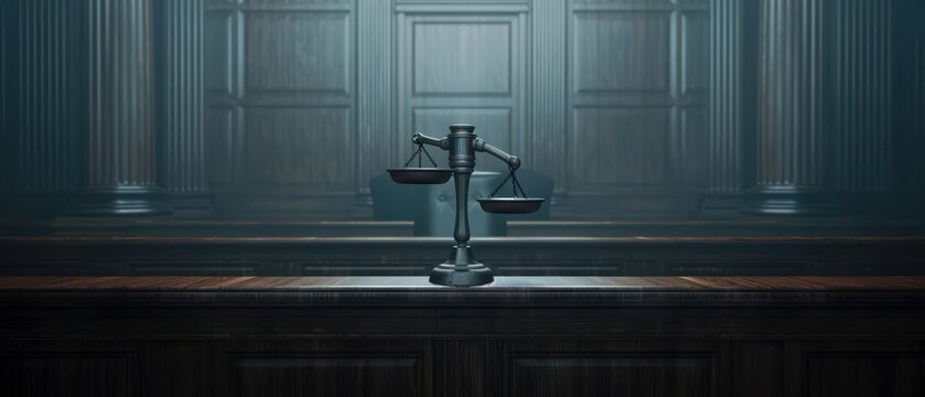 A sleek banner illustrating misdemeanor offenses in a modern, judicial setting, featuring an ultramodern, supernatural scene, with ample copy space for your message